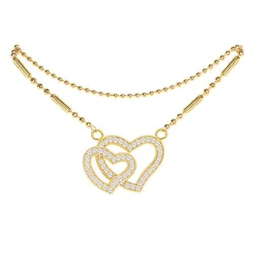 Cubic Zirconia Heart Anklet Gold