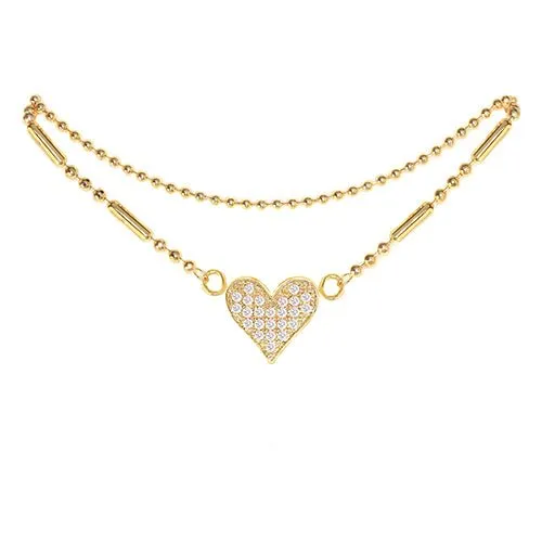 Cubic Zirconia Heart Anklet Gold