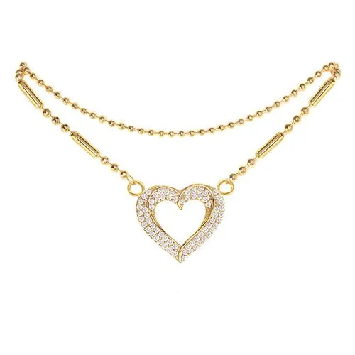 Cubic Zirconia Heart Anklet Gold