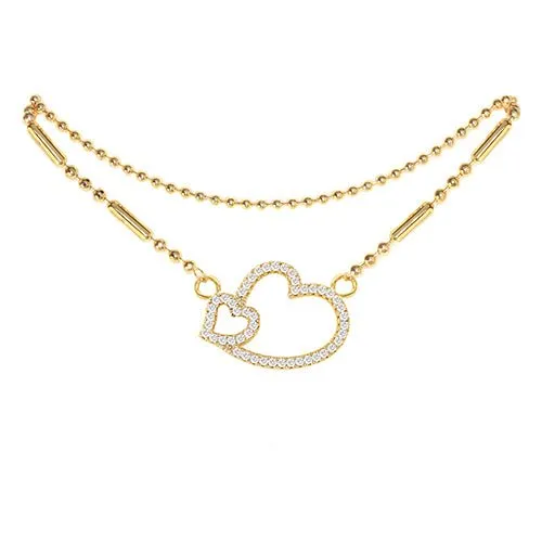 Cubic Zirconia Heart Anklet Gold