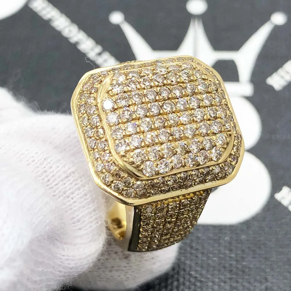 Cushion Cocktail Diamond Ring 2.85cttw 10K Yellow Gold
