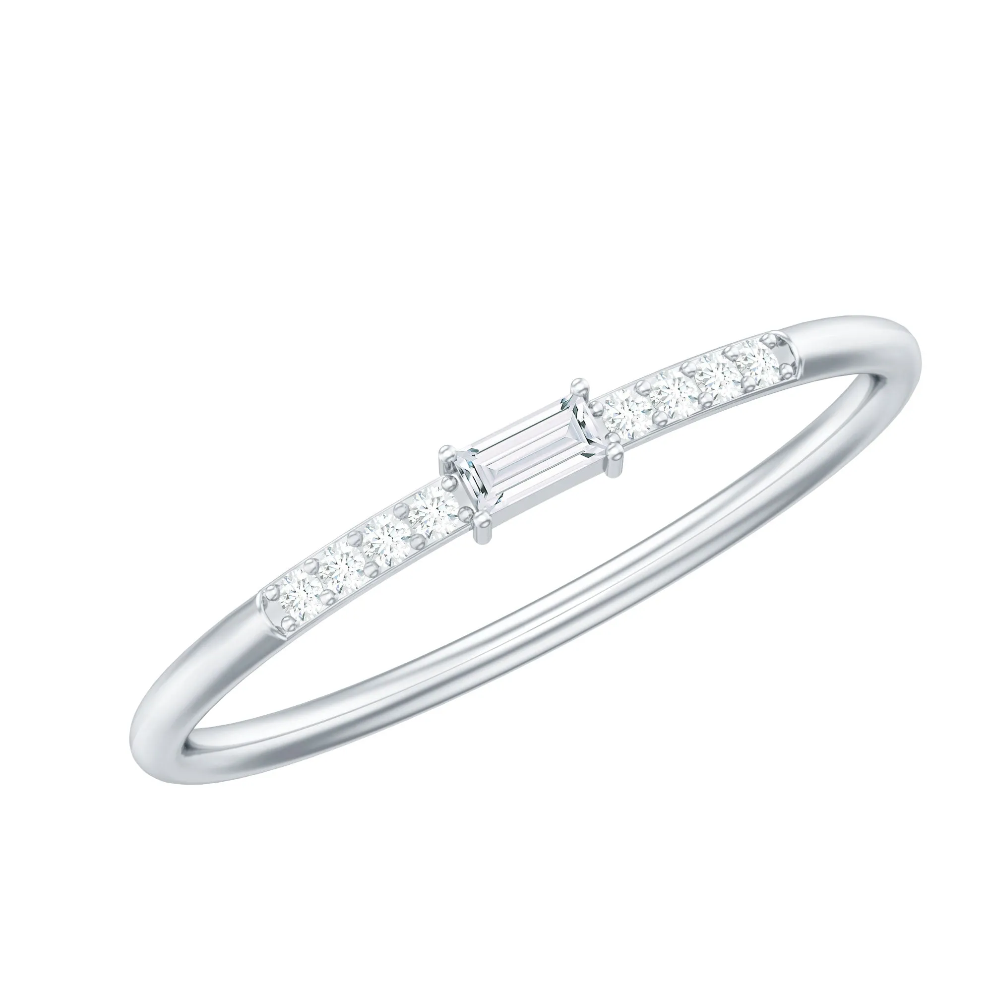Dainty Moissanite East West Stackable Band Ring for Women