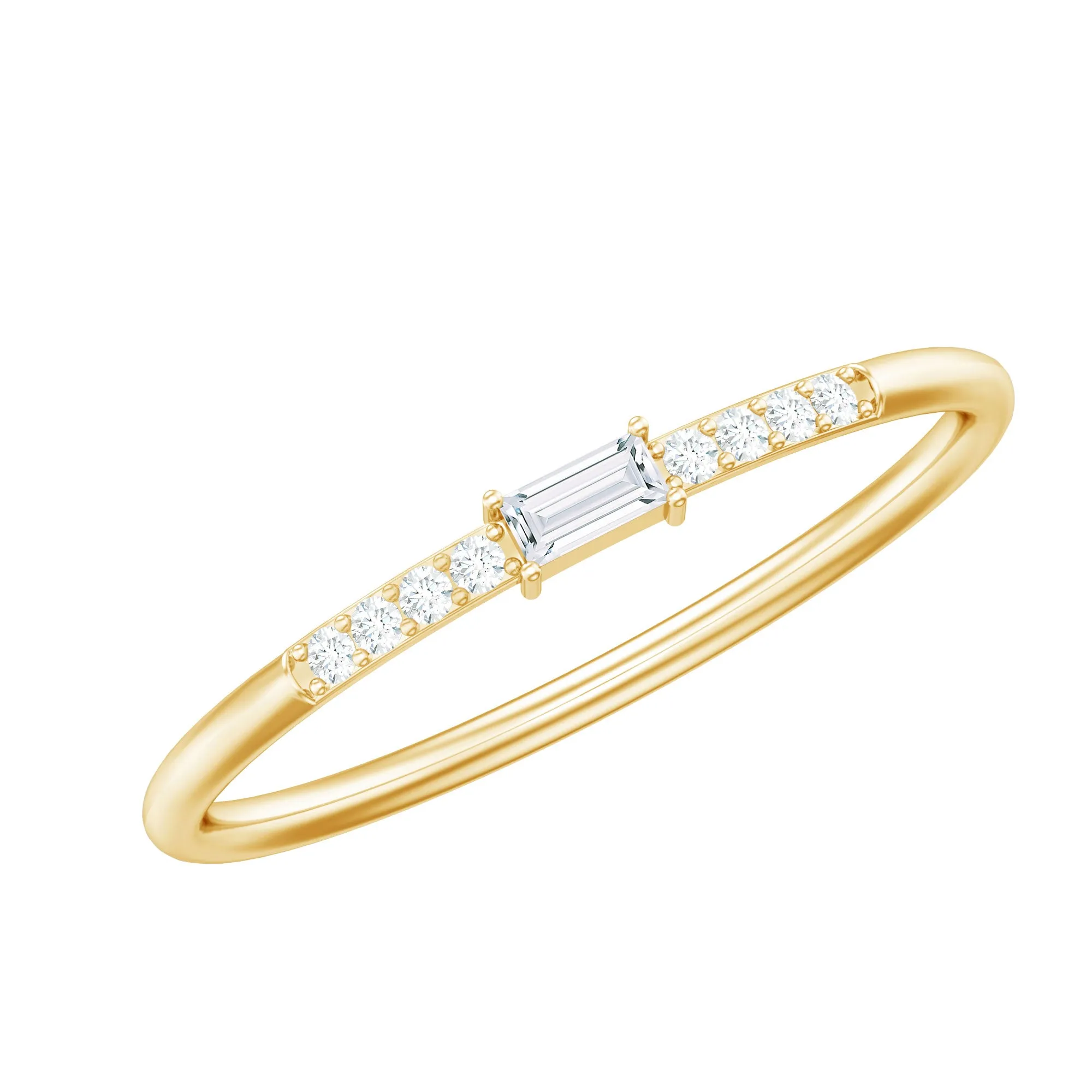 Dainty Moissanite East West Stackable Band Ring for Women