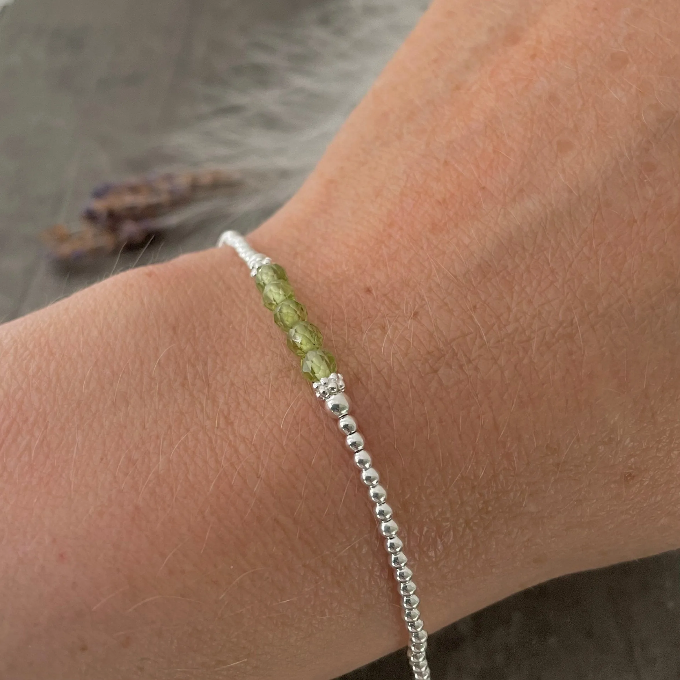 Dainty Peridot Bracelet, August Birthstone