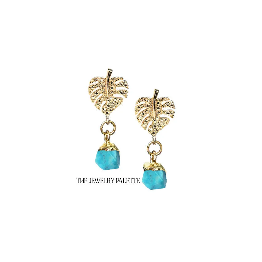Dania gold leaf with gold edged peridot drop earrings