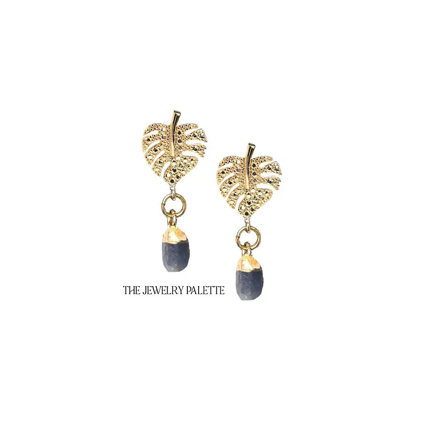 Dania gold leaf with gold edged peridot drop earrings