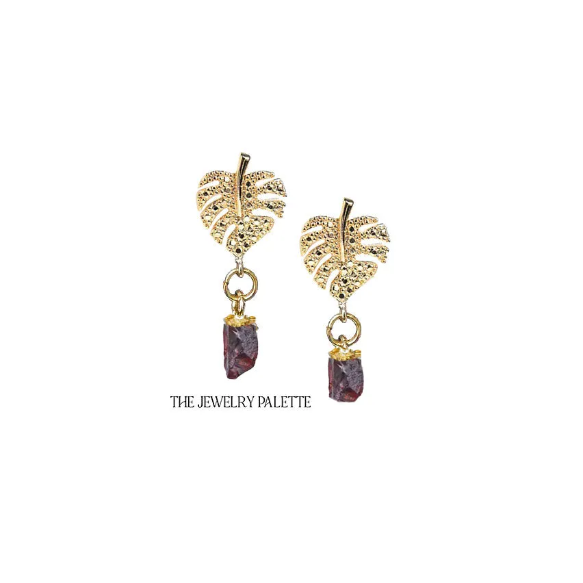 Dania gold leaf with gold edged peridot drop earrings