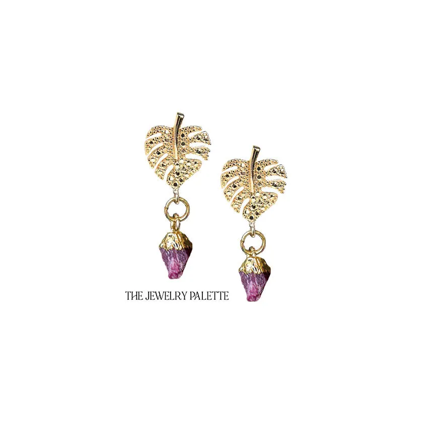 Dania gold leaf with gold edged peridot drop earrings