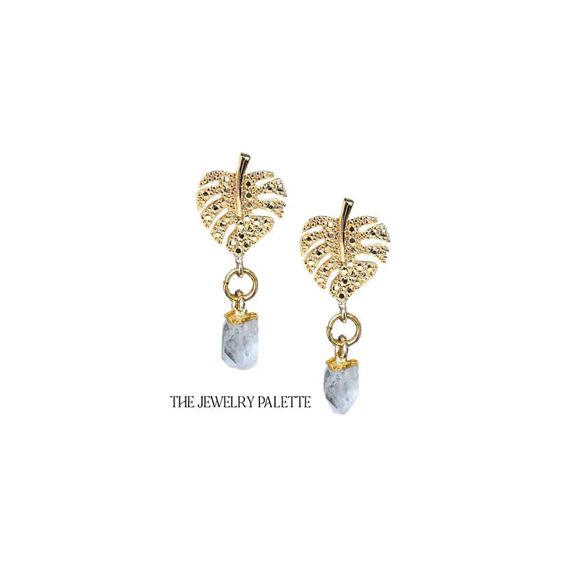 Dania gold leaf with gold edged peridot drop earrings