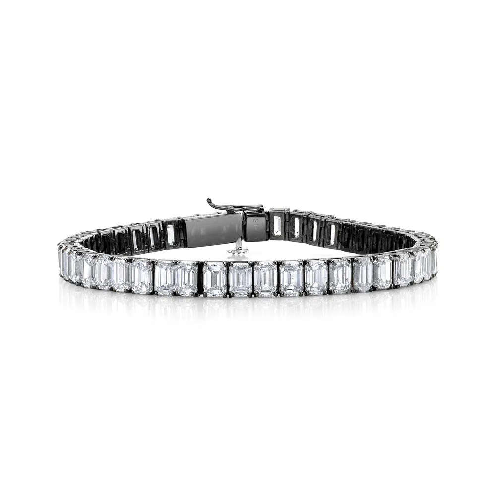 DIAMOND EMERALD CUT TENNIS BRACELET, 28cts