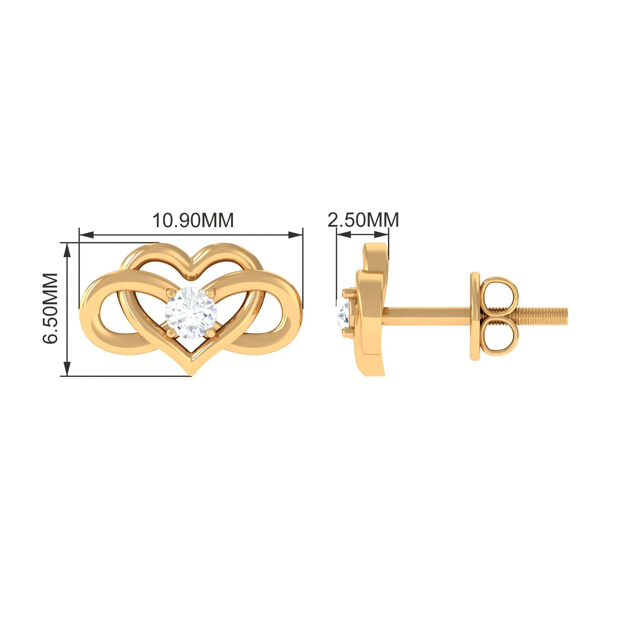 Diamond Infinity Heart Earrings For Women