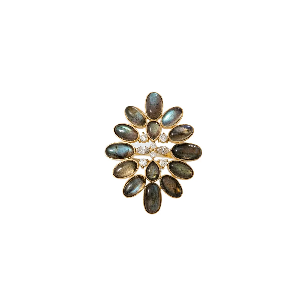 DIAMOND   LABRADORITE BLOSSOM RING
