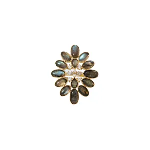 DIAMOND   LABRADORITE BLOSSOM RING