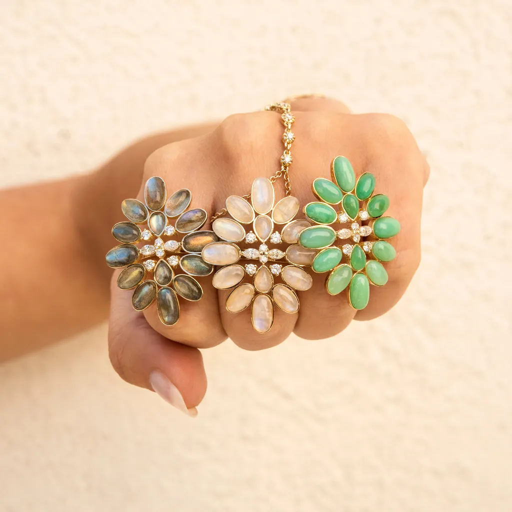 DIAMOND   LABRADORITE BLOSSOM RING