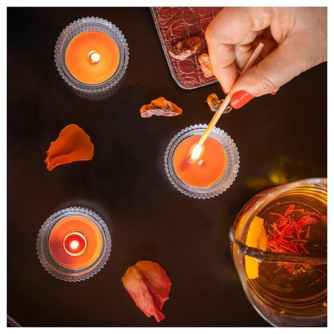 Digital Shoppy ROSENSLÅN Scented tealight Amber & Rose/red/Brown,3.5 hr (30 Pack)