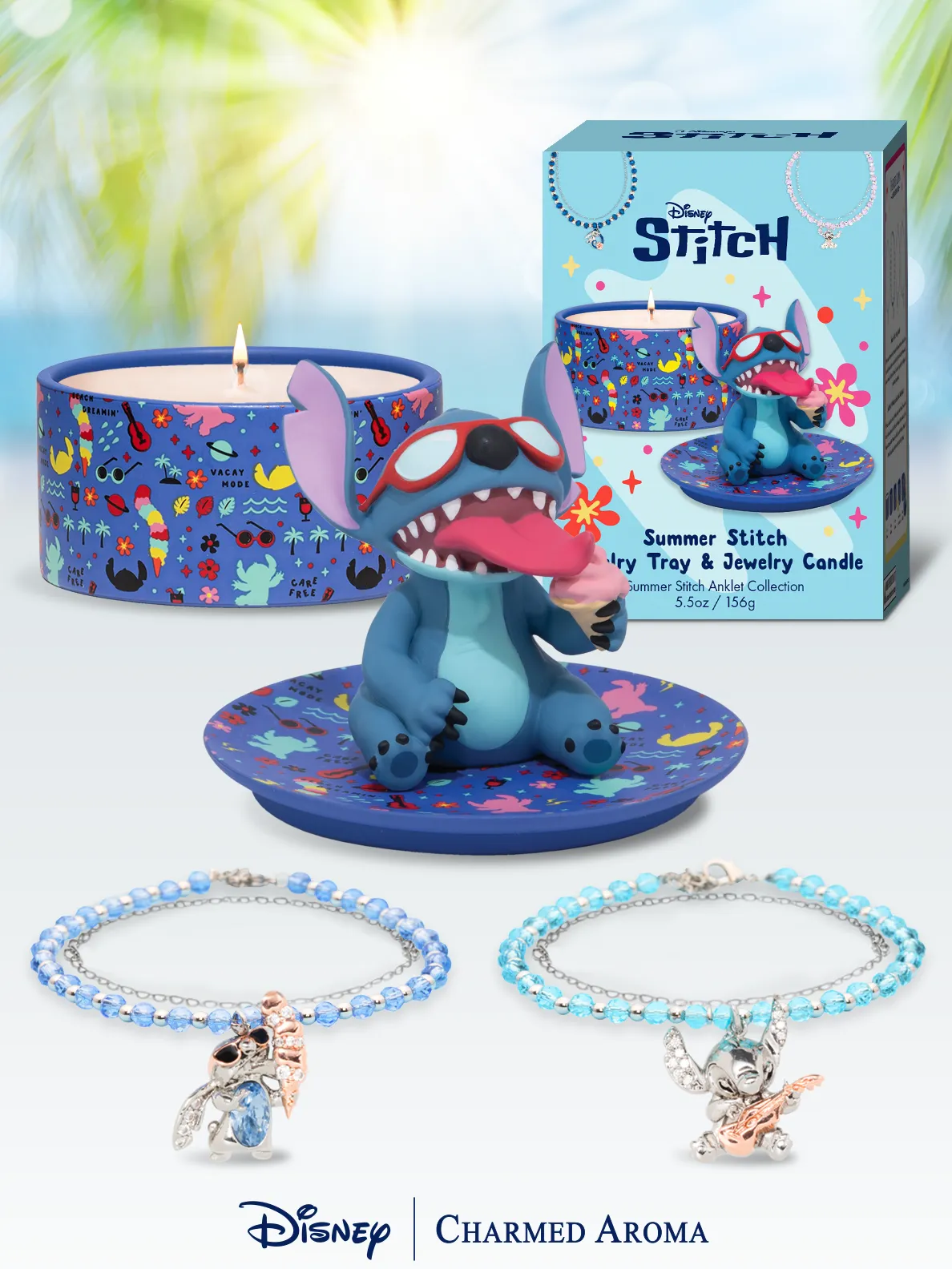 Disney® Summer Stitch Candle & Jewelry Tray - Summer Stitch Beaded Anklet Collection