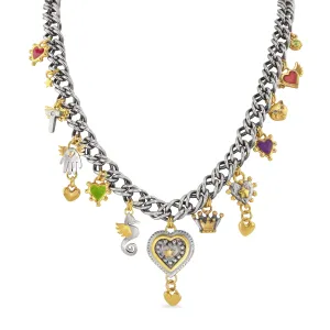 Double French Curb Mega Charm Necklace