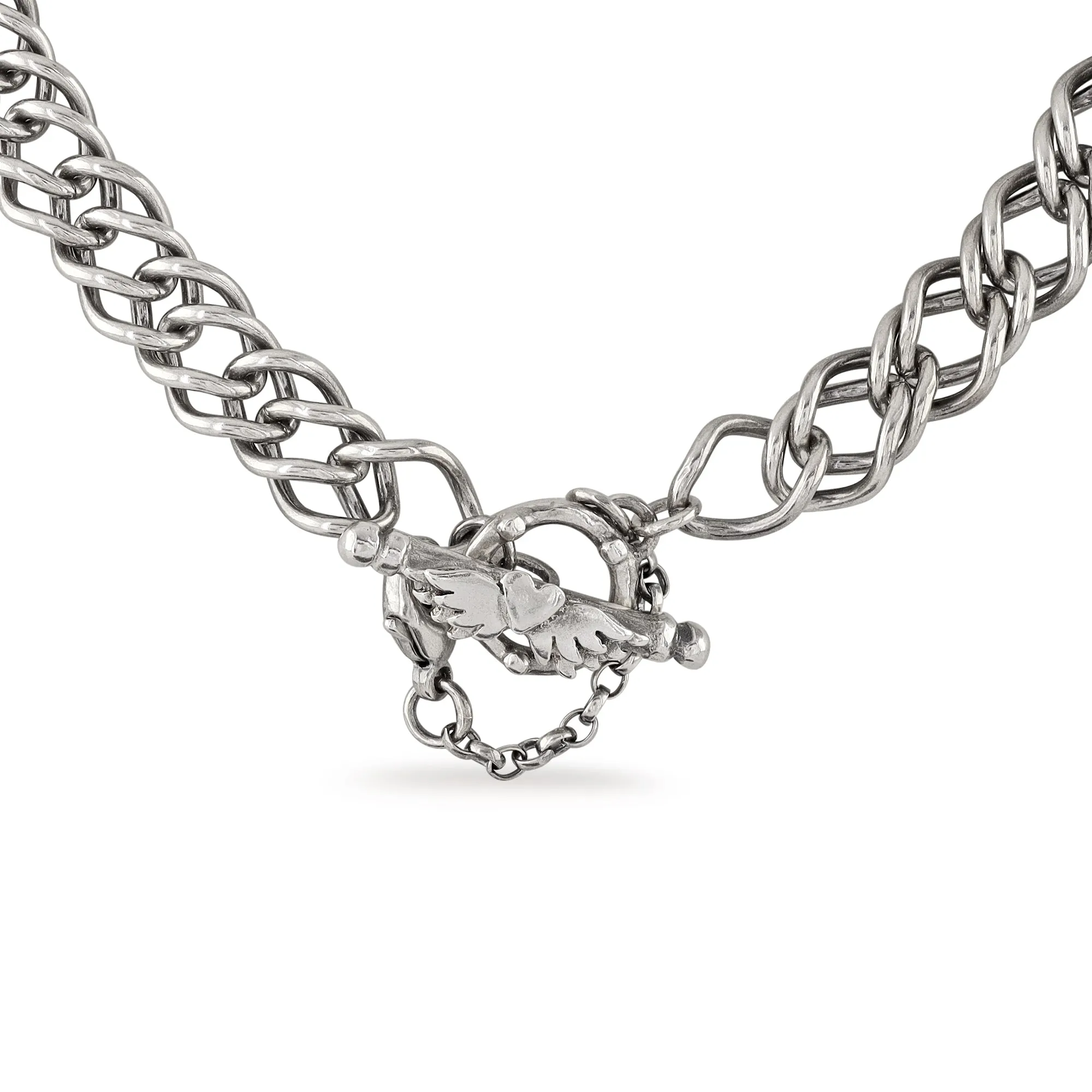 Double French Curb Mega Charm Necklace