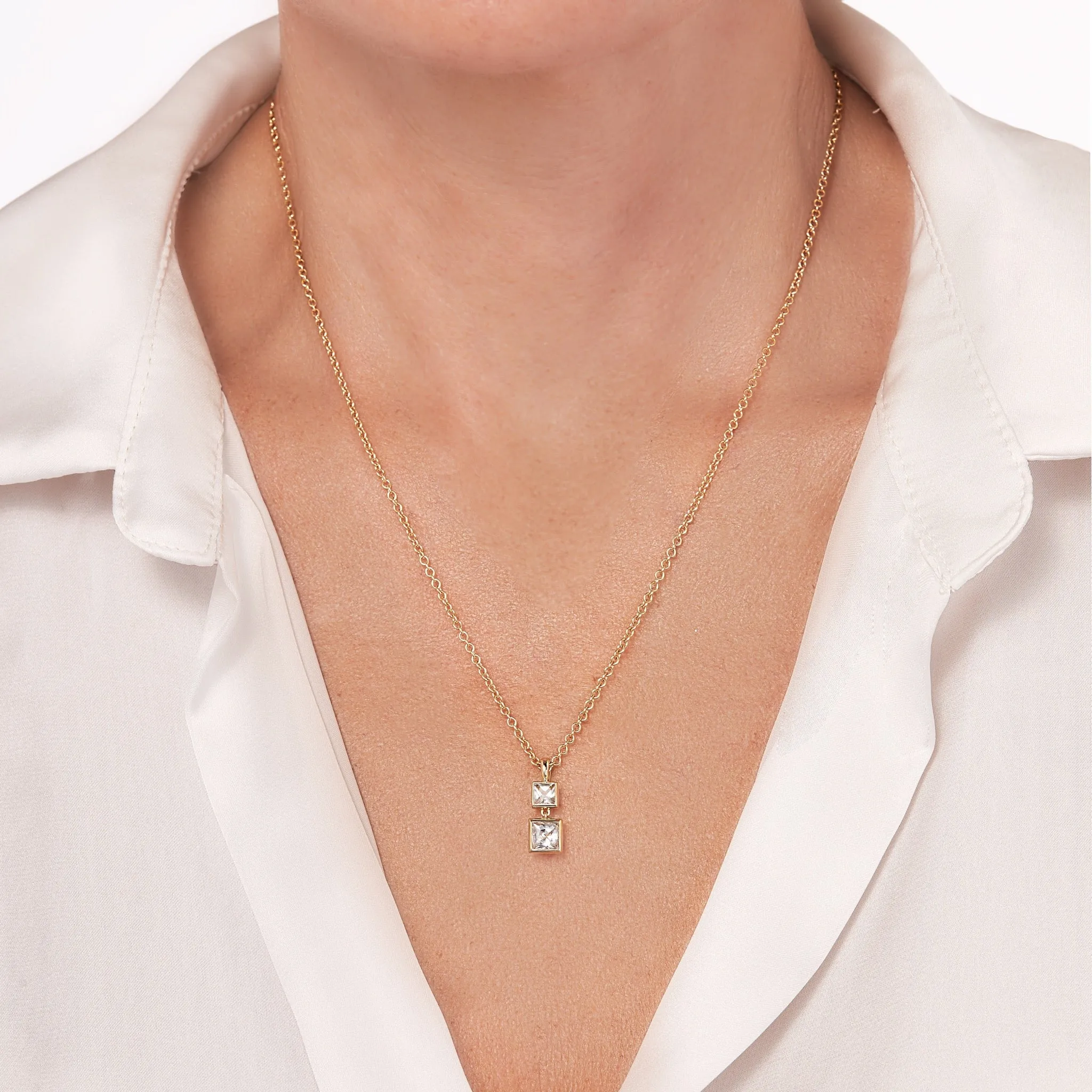Double White Sapphire Necklace
