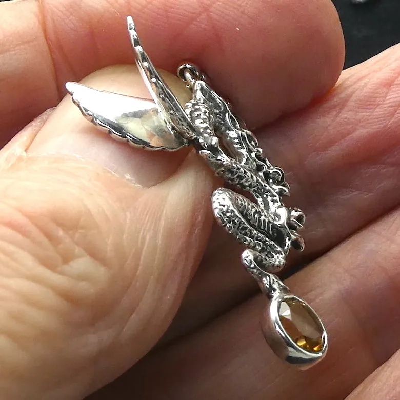 Dragon Pendant with Citrine,  925 Sterling Silver