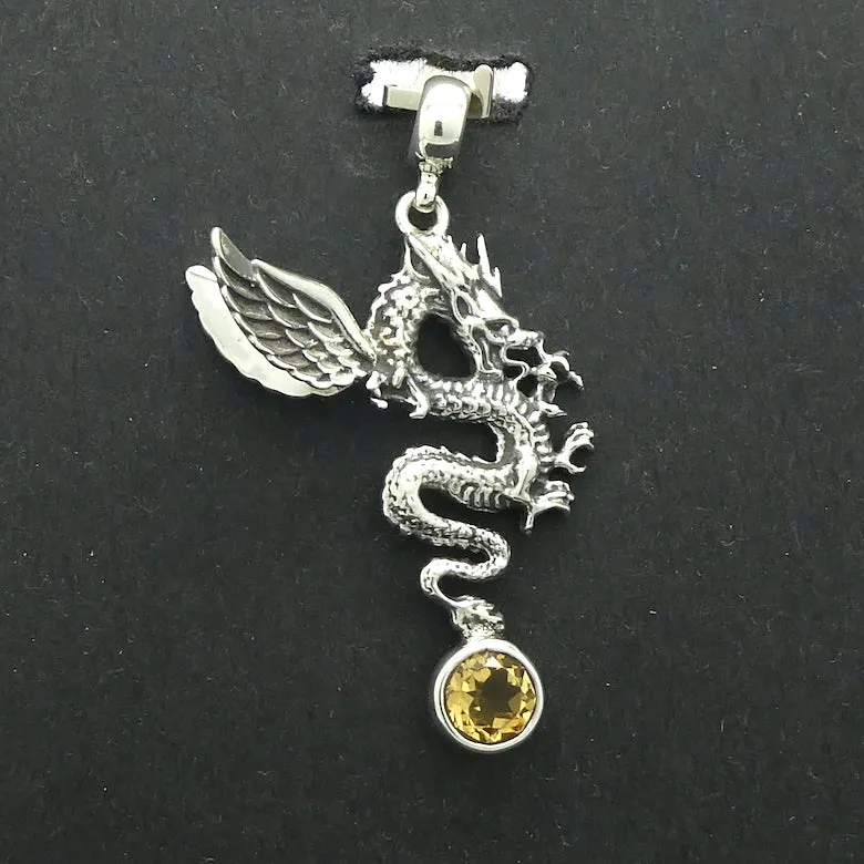 Dragon Pendant with Citrine,  925 Sterling Silver