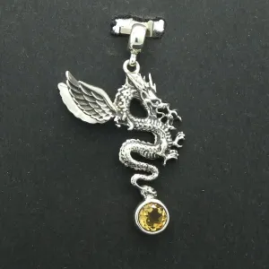 Dragon Pendant with Citrine,  925 Sterling Silver