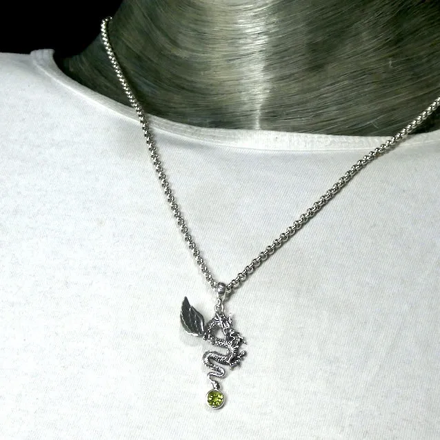 Dragon Pendant with Citrine,  925 Sterling Silver