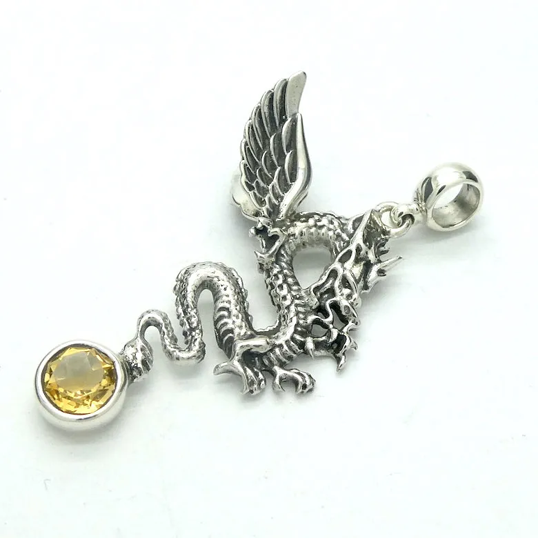 Dragon Pendant with Citrine,  925 Sterling Silver