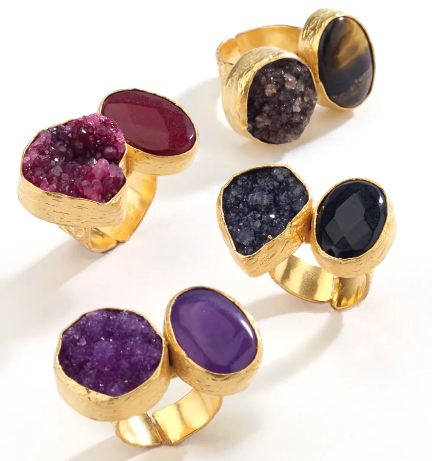 Druzy and Agate Stone Ring