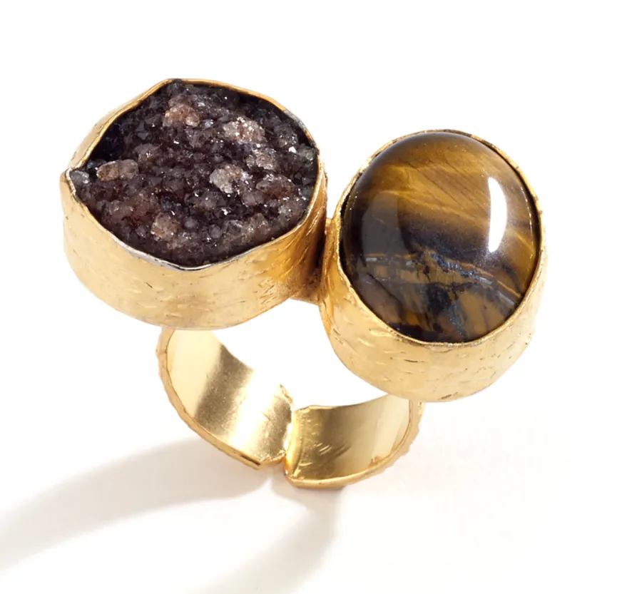 Druzy and Agate Stone Ring