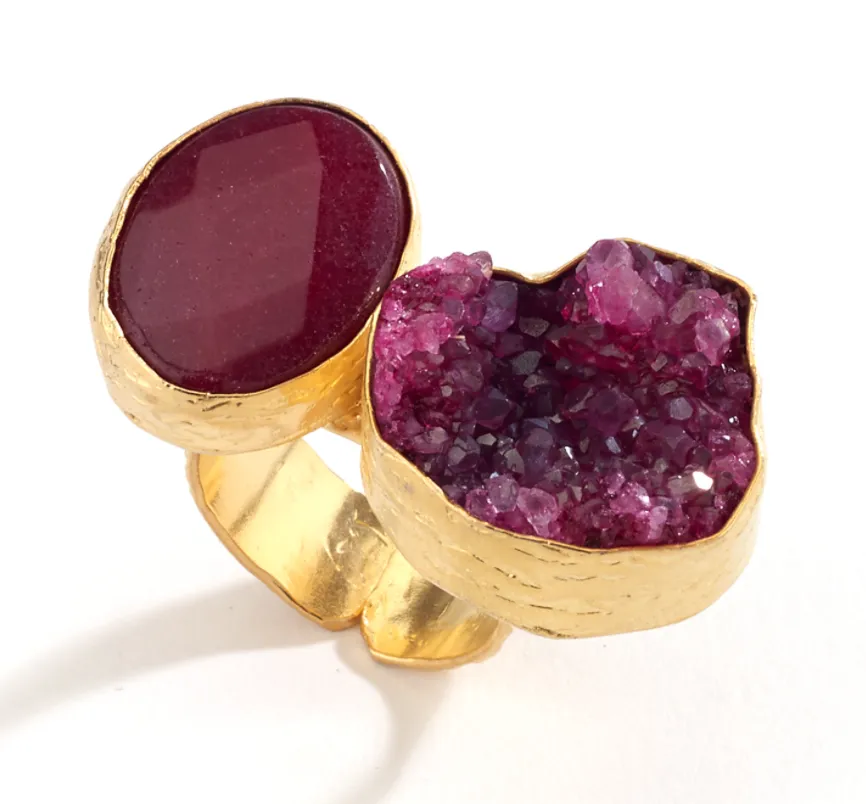 Druzy and Agate Stone Ring