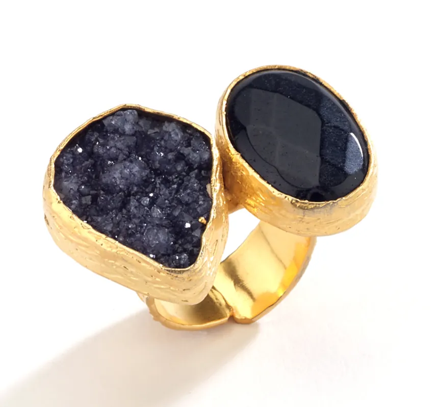 Druzy and Agate Stone Ring