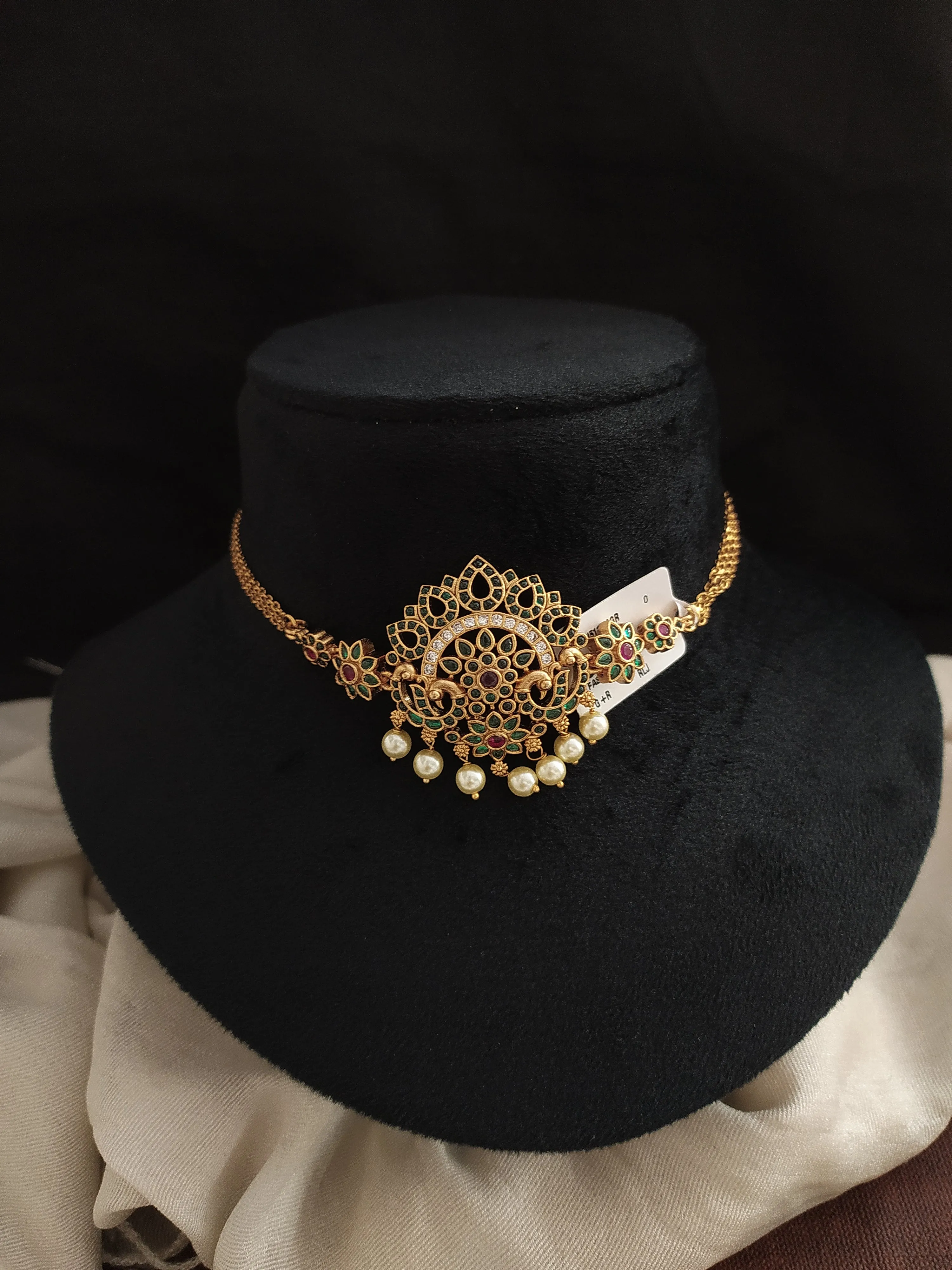 Dual Peacock and Floral Design Antique Choker Set