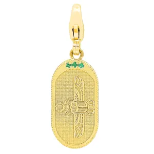 Egyptian Scarab Oval Charm   Emerald