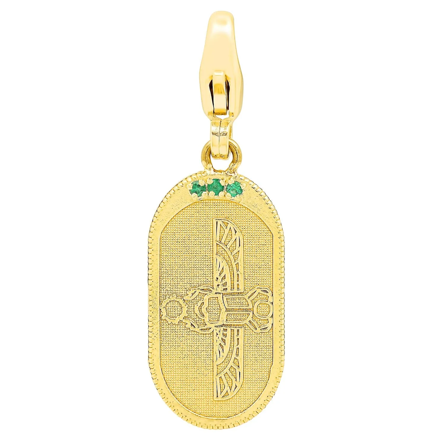 Egyptian Scarab Oval Charm   Emerald