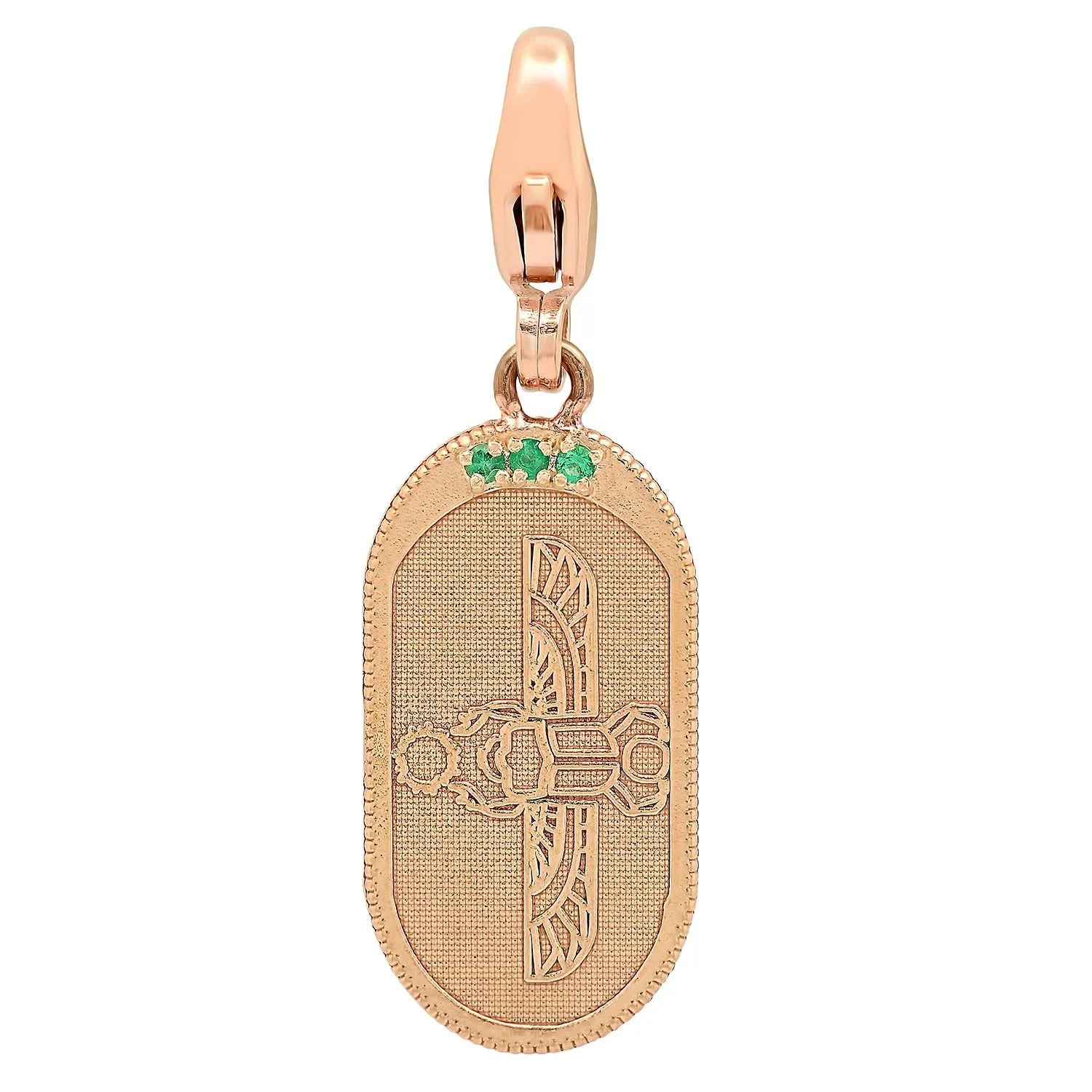 Egyptian Scarab Oval Charm   Emerald