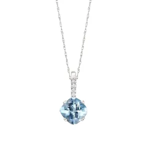 Elongated Aquamarine and Diamond Pendant