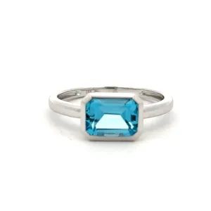 Emerald Cut Blue Topaz Ring