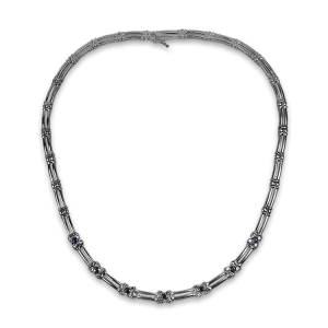 Estate 14k White Gold Sapphire & Diamond Necklace