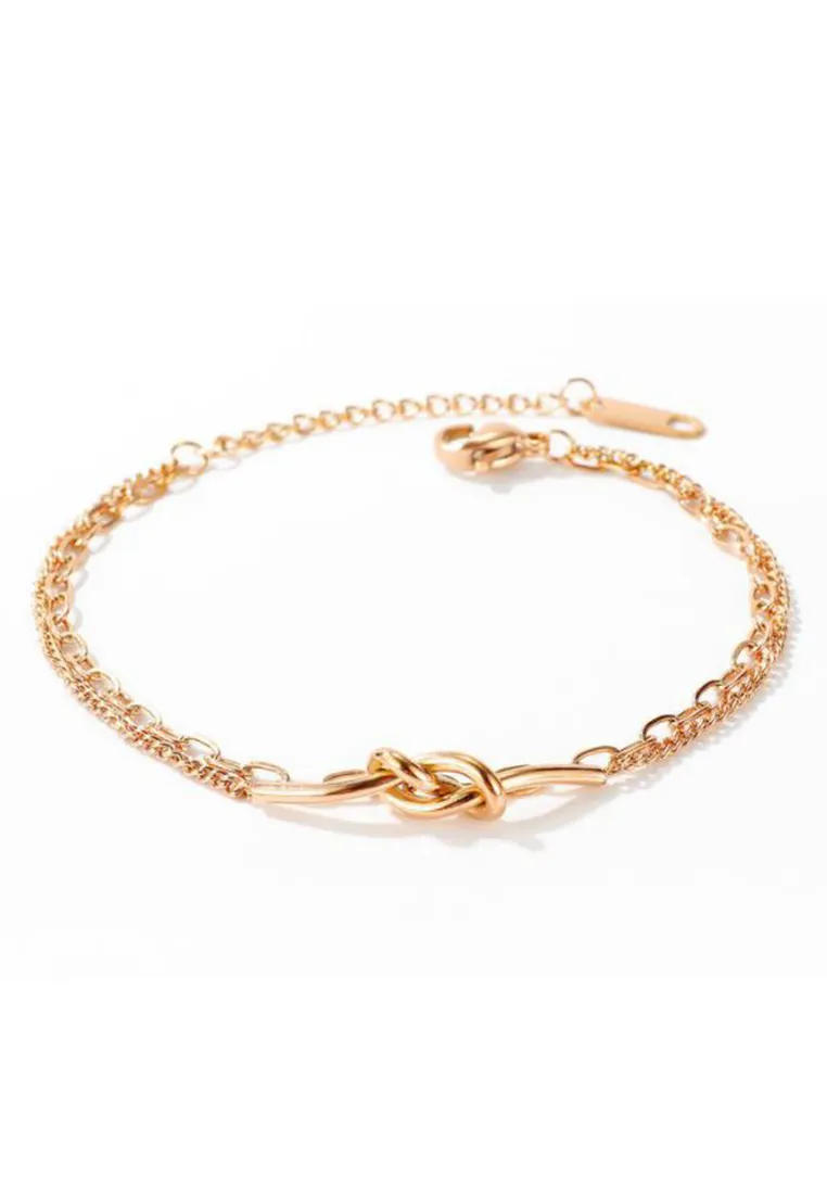 Eternity Dainty Love Knot Pendant Bracelet in Rose Gold