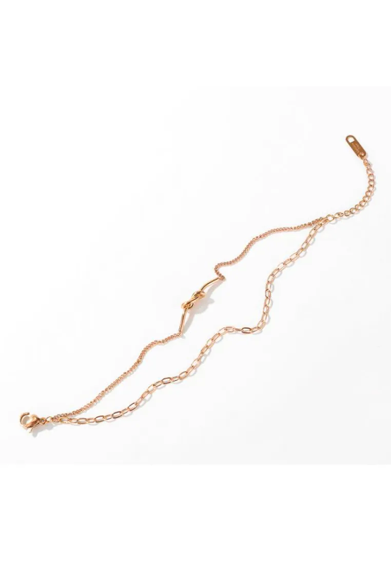 Eternity Dainty Love Knot Pendant Bracelet in Rose Gold