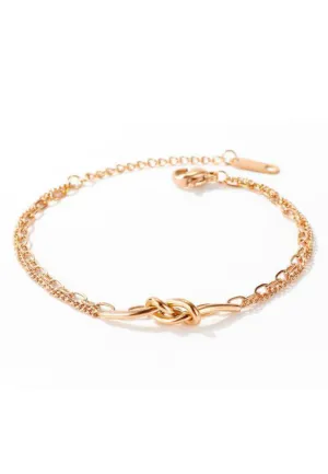 Eternity Dainty Love Knot Pendant Bracelet in Rose Gold