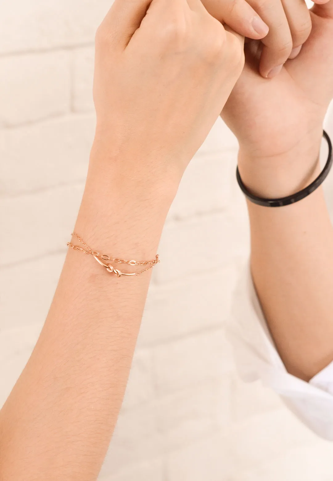 Eternity Dainty Love Knot Pendant Bracelet in Rose Gold