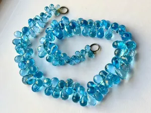 Exclusive! Natural Swiss Blue Topaz faceted teardrops