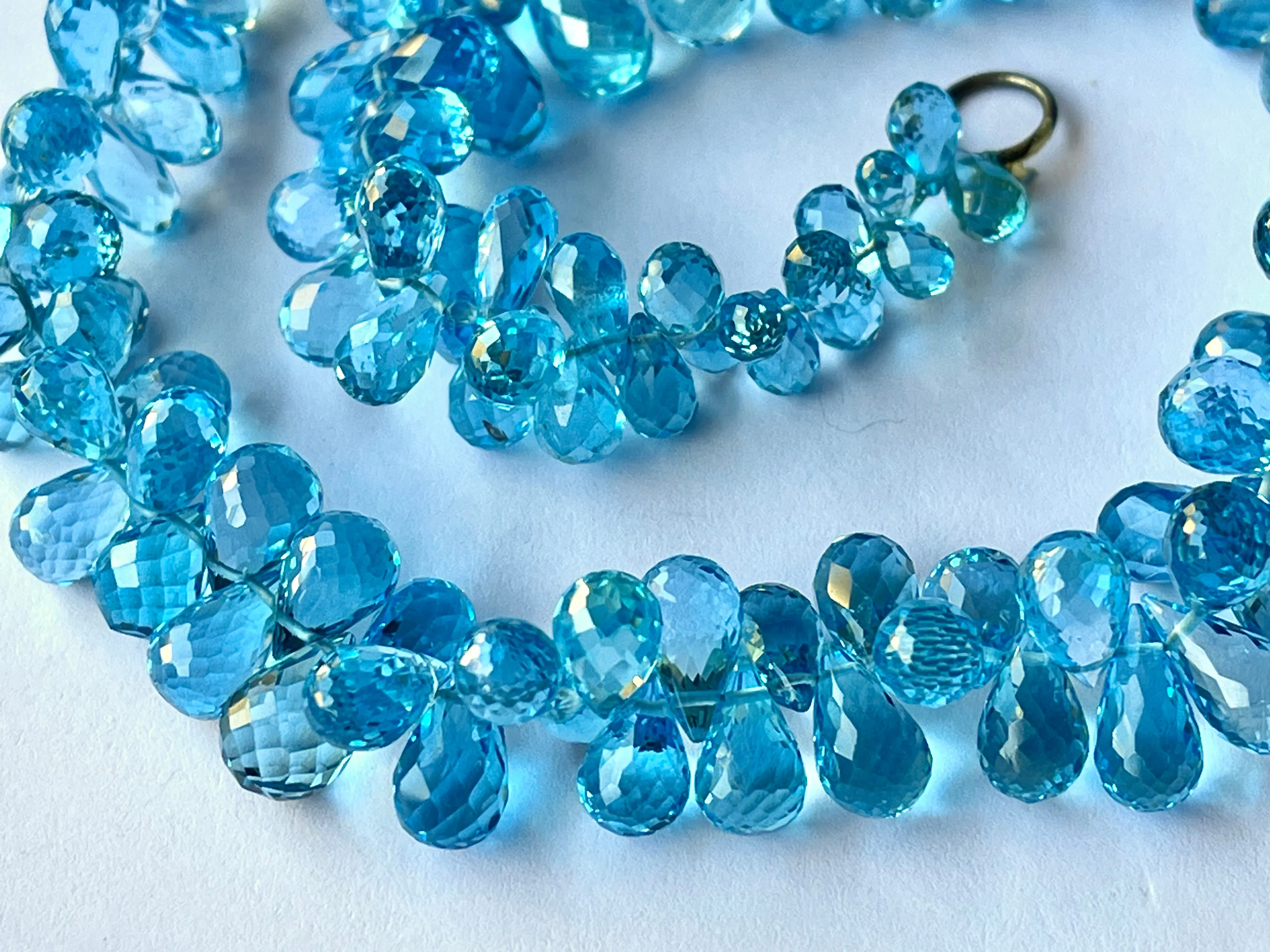 Exclusive! Natural Swiss Blue Topaz faceted teardrops