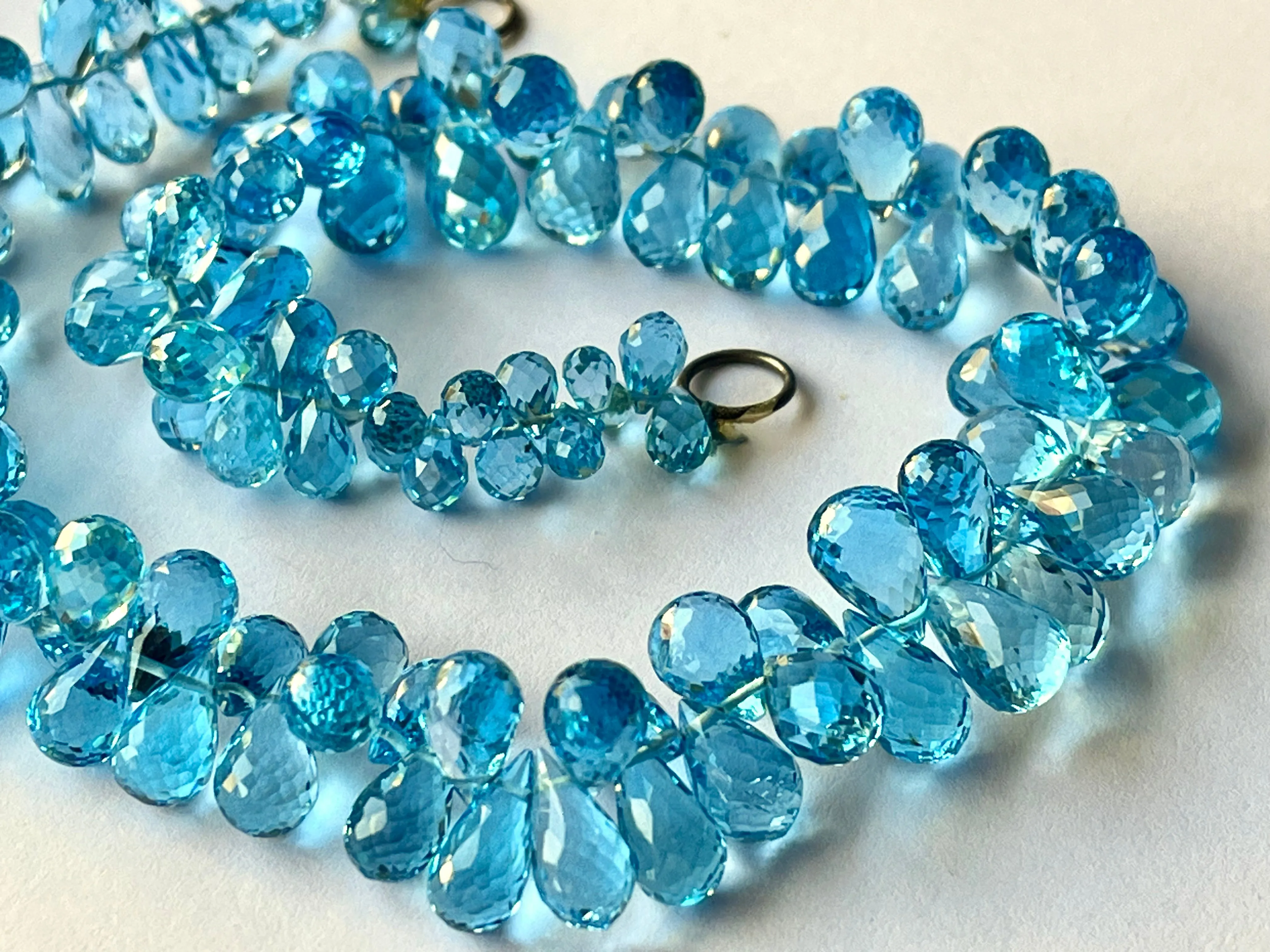 Exclusive! Natural Swiss Blue Topaz faceted teardrops