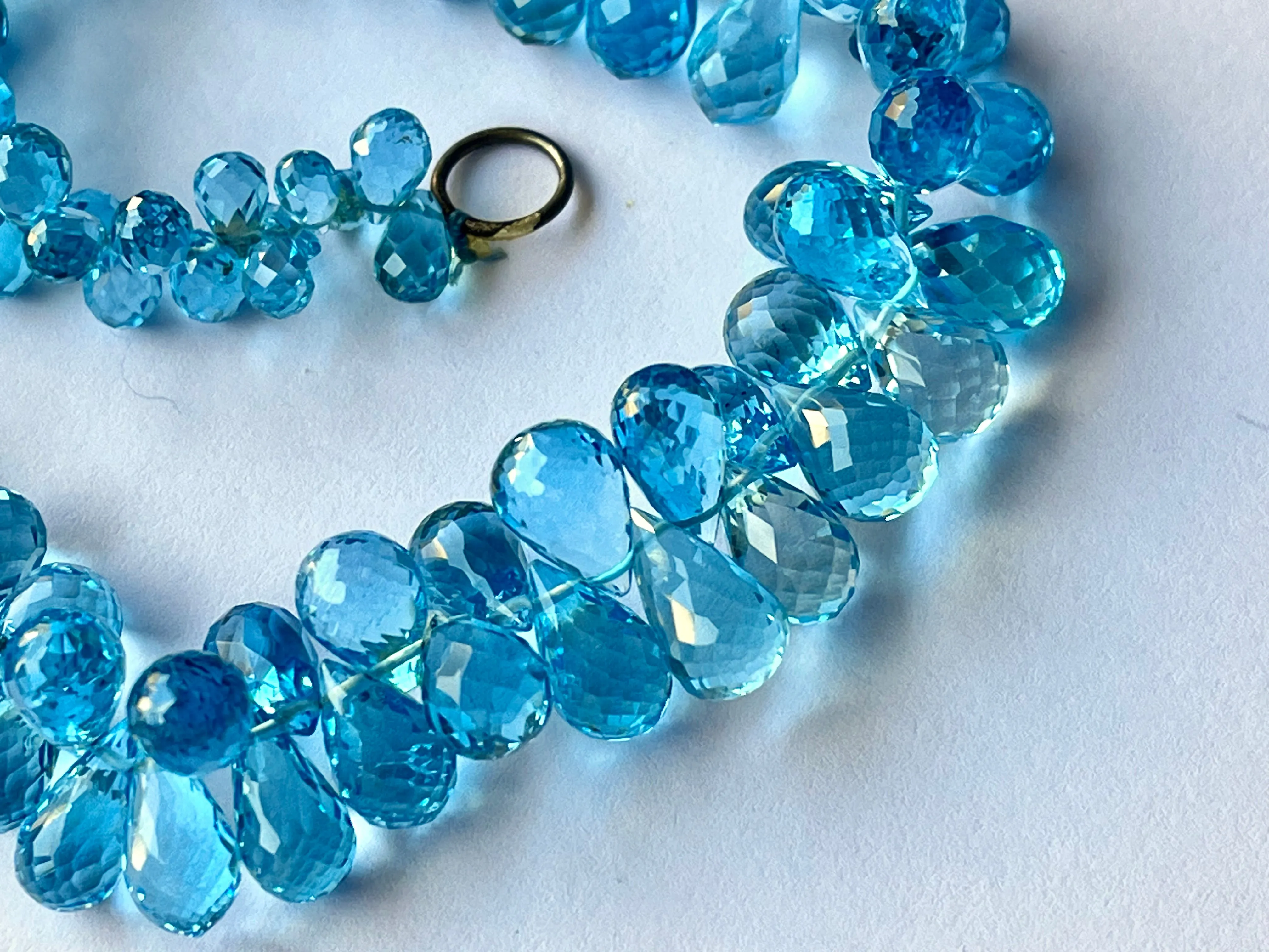 Exclusive! Natural Swiss Blue Topaz faceted teardrops