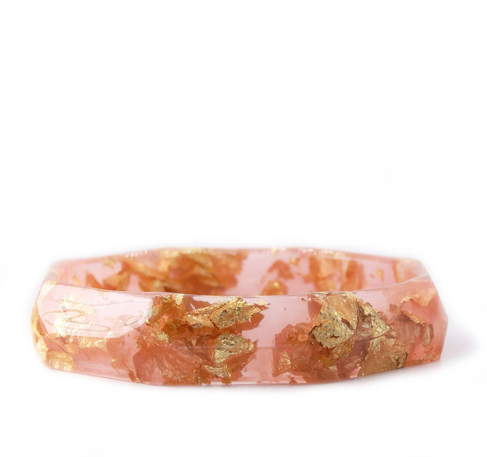 Faceted Rose Pink and Gold Flake Bracelet