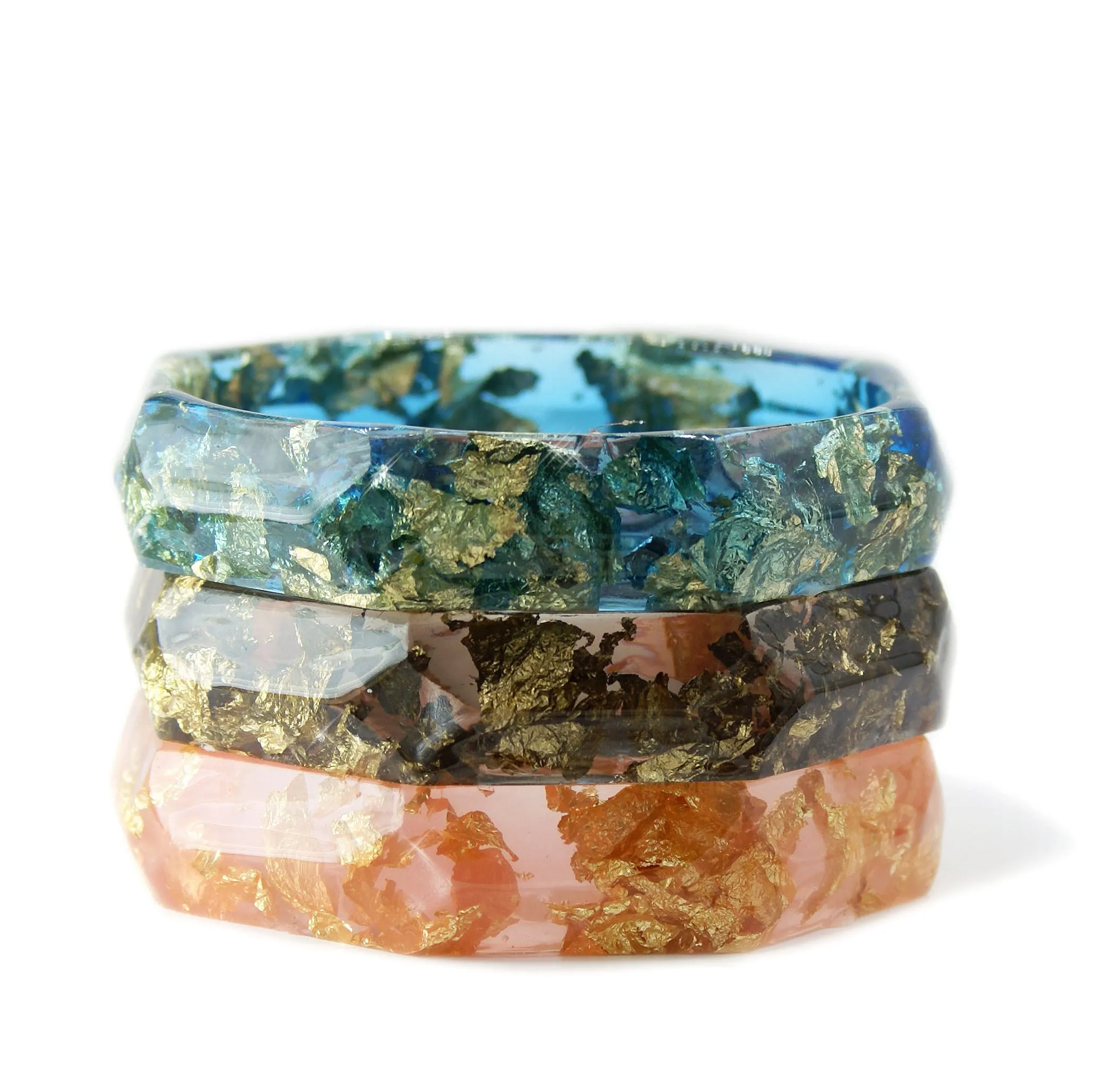 Faceted Rose Pink and Gold Flake Bracelet