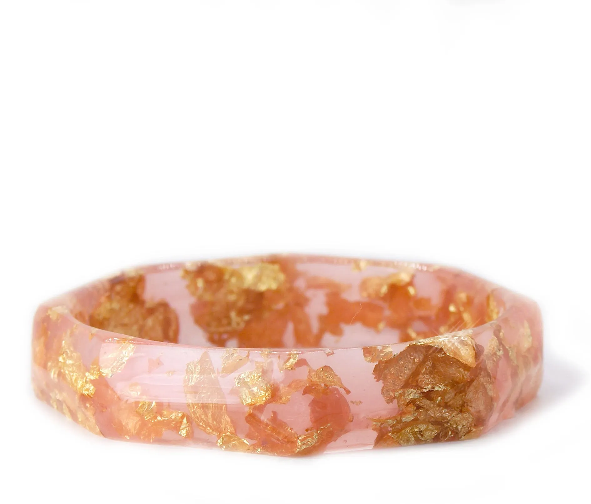Faceted Rose Pink and Gold Flake Bracelet